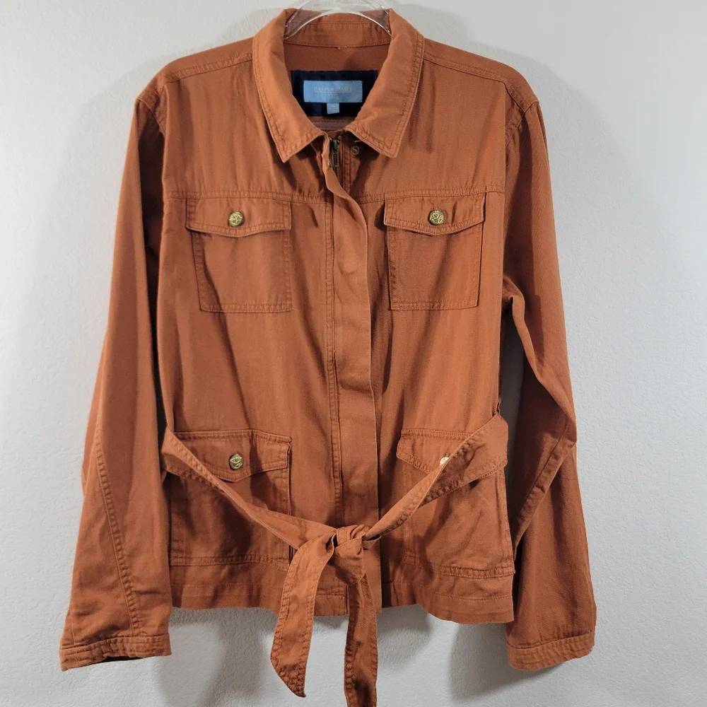 DRAPER JAMES RSVP Cinnamon casual cotton twill belted field utility jacket